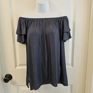Loft Women's Elegant Off-Shoulder Blue Top Size L